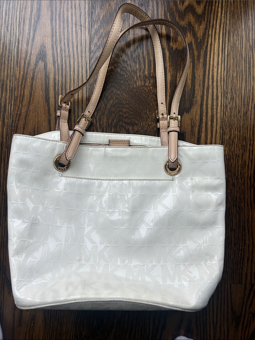 Michael Kors white Paten Leather Tote